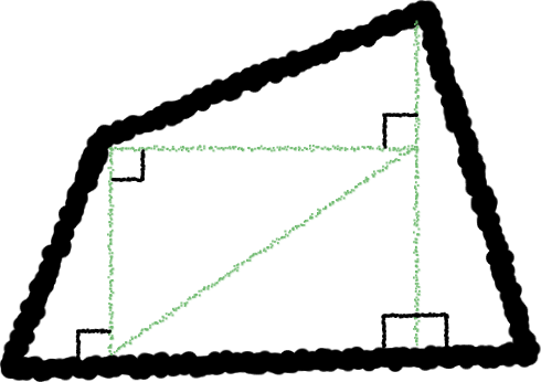 A quadrilateral broken up into right-angledtriangles