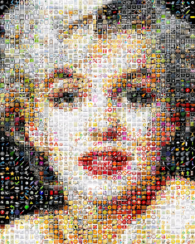 A mosaic of Marilyn Monroe made fromemojis
